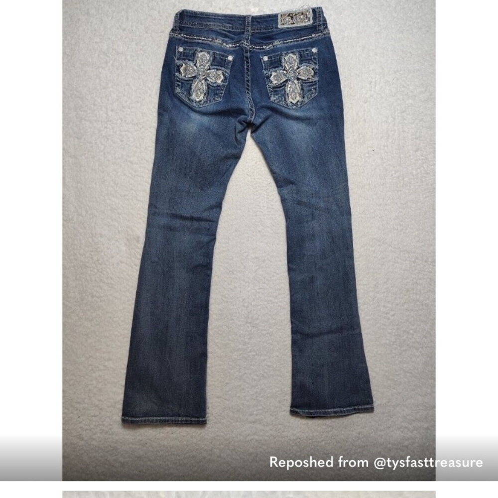 Grace In La Womens Jeans Size 29 Medium Blue Stretch Boot Embellished